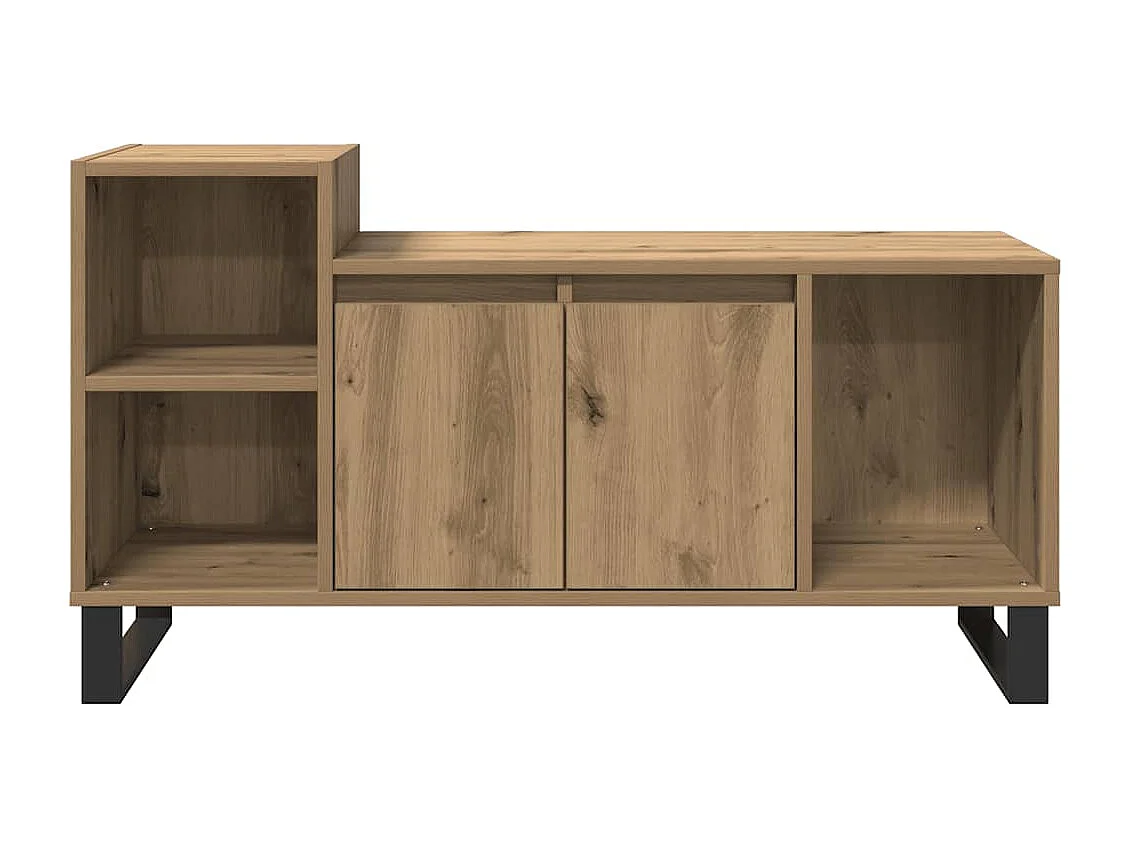 Meuble TV chêne artisanal 100x35x55 cm bois d'ingénierie