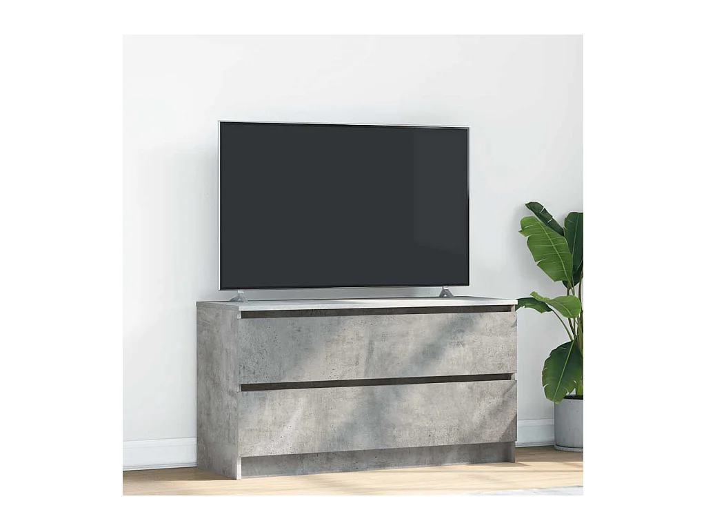 Meuble TV gris béton 100x35x54 cm bois d'ingénierie