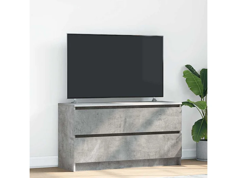 Meuble TV gris béton 100x35x54 cm bois d'ingénierie