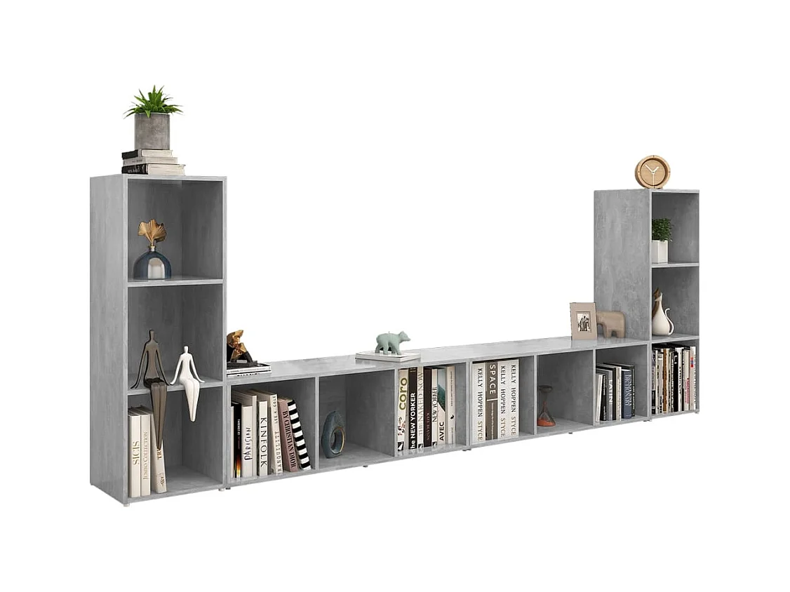 Meubles TV 4 pièces Gris béton 107x35x37 cm Bois d'ingénierie