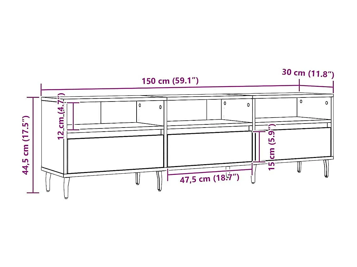 Mueble de TV madera de ingeniería roble artisan 150x30x44,5 cm