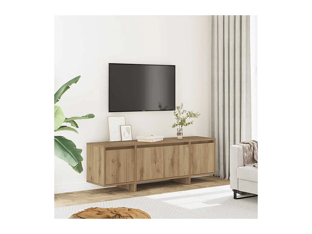 Meuble TV chêne artisanal 120x30x40,5 cm bois d'ingénierie