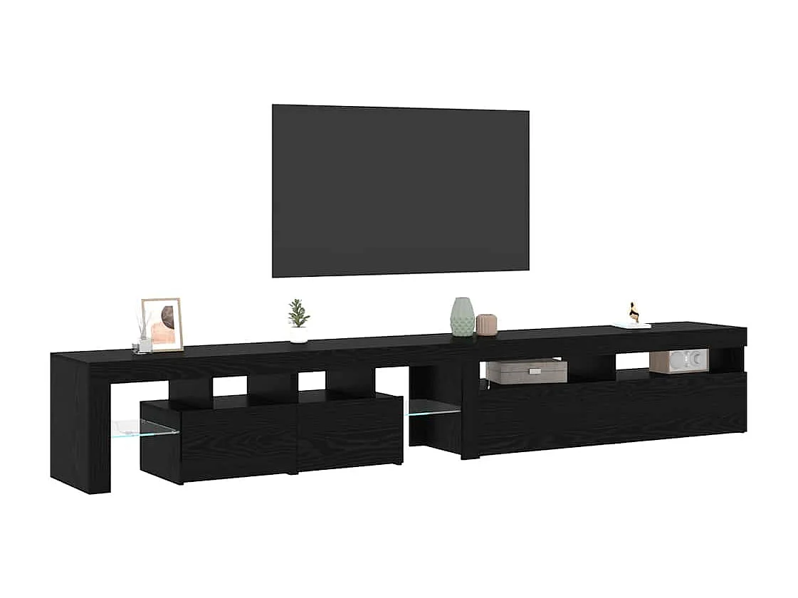 TV-kasten 2 pcs Zwart eiken 260 x 36.5 x 40 cm Bewerkt hout