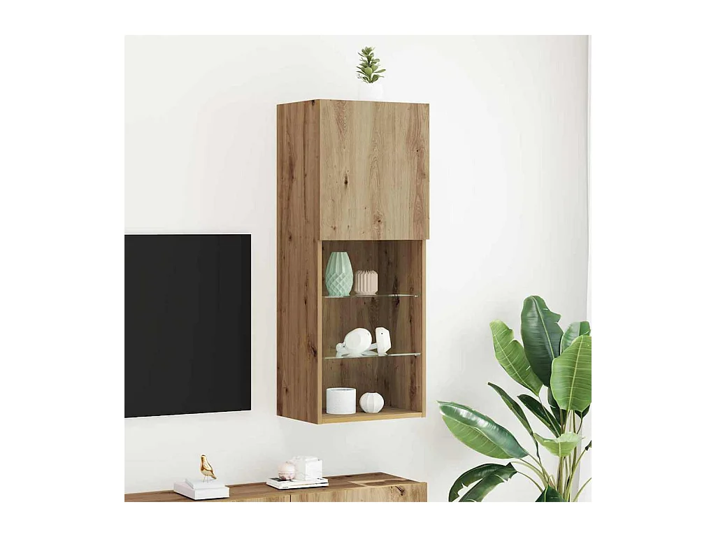 Meuble TV chêne artisanal 40.5 x 30 x 102 cm Bois d'ingénierie