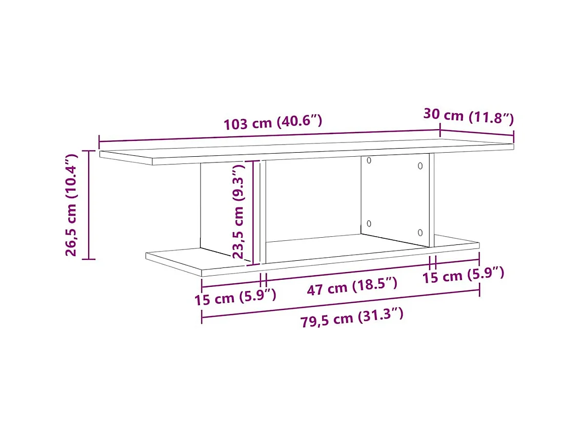 Meuble TV Noir 103 x 30 x 26,5 cm Bois d'ingénierie