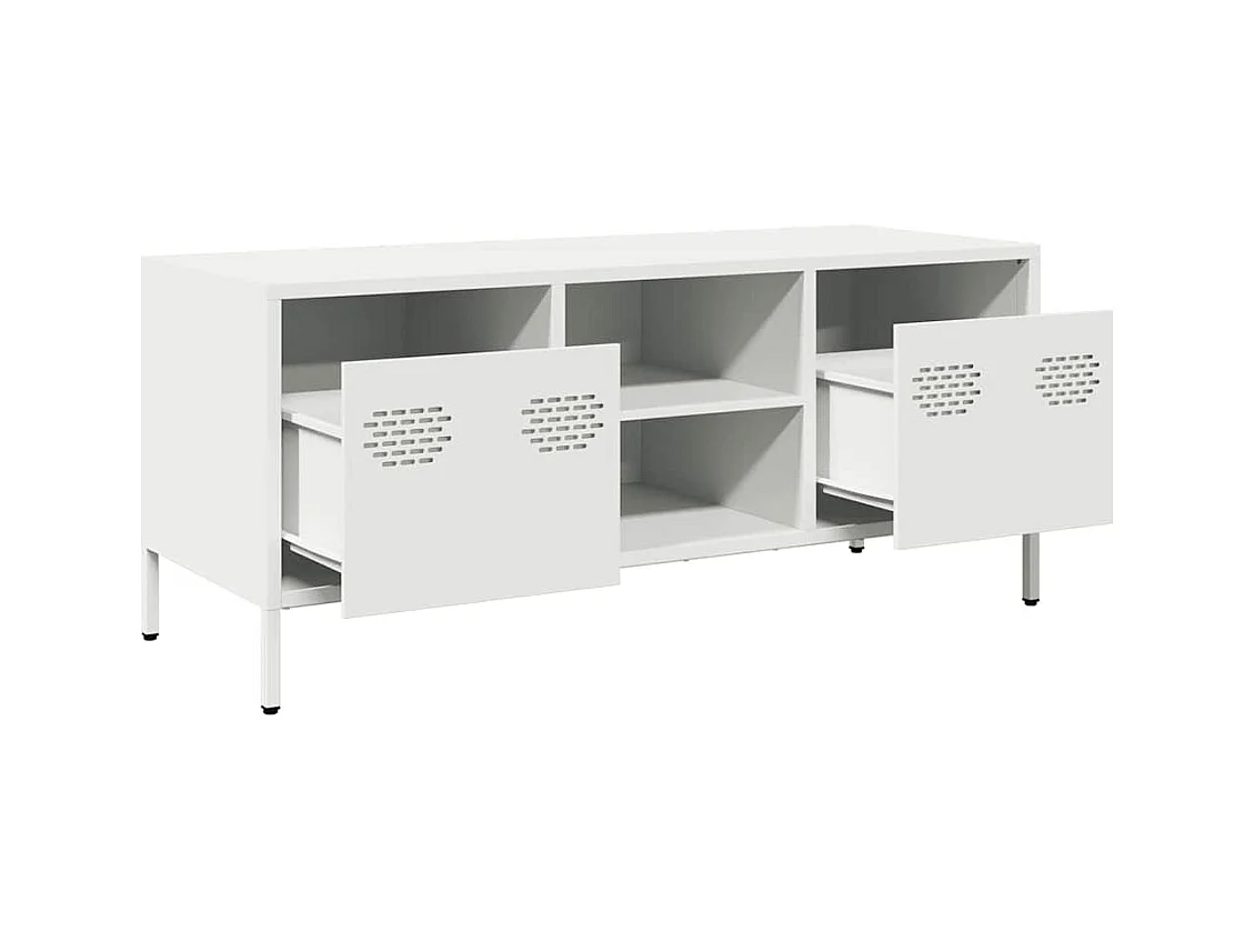 Meuble TV blanc 101,5x39x43,5 cm acier laminé à froid