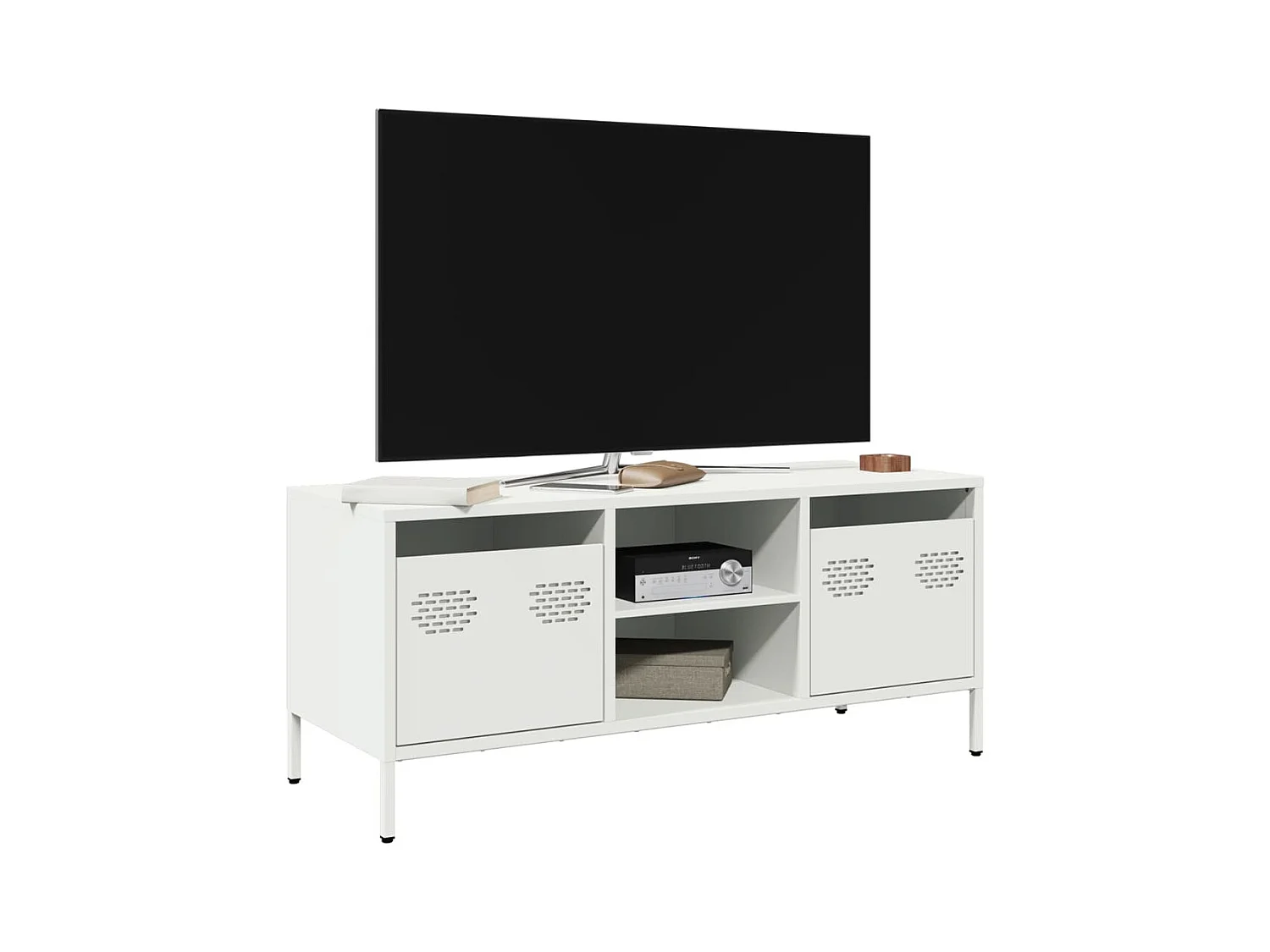 Mueble para TV acero laminado en frío blanco 101,5x39x43,5 cm