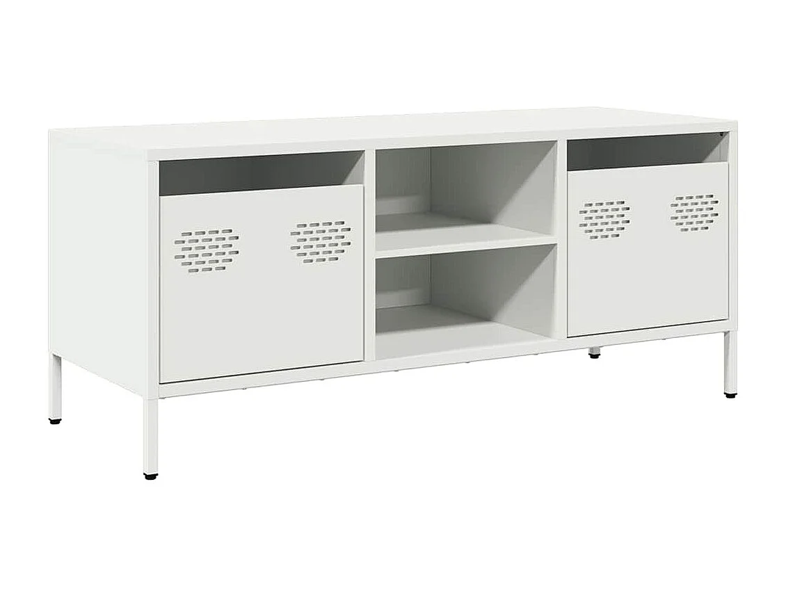 Meuble TV blanc 101,5x39x43,5 cm acier laminé à froid