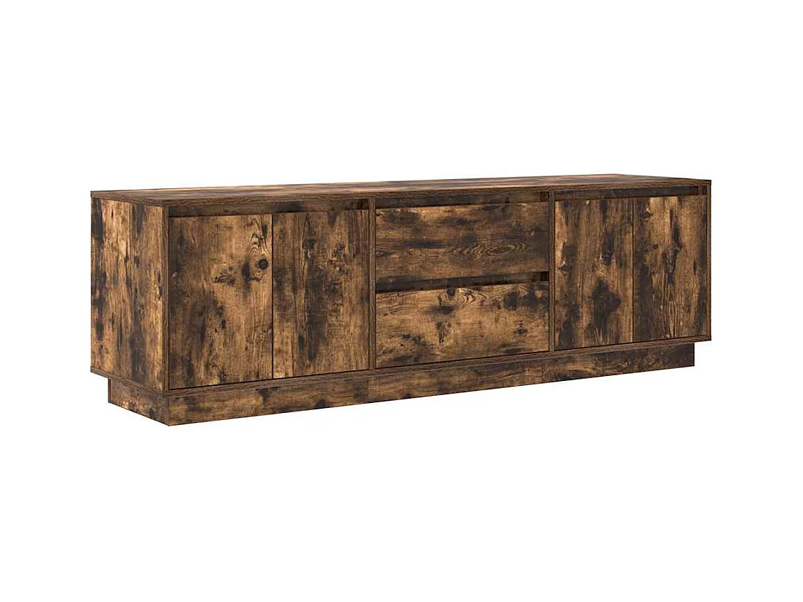 Meuble TV avec lumières LED chêne fumé 160,5x41x50 cm