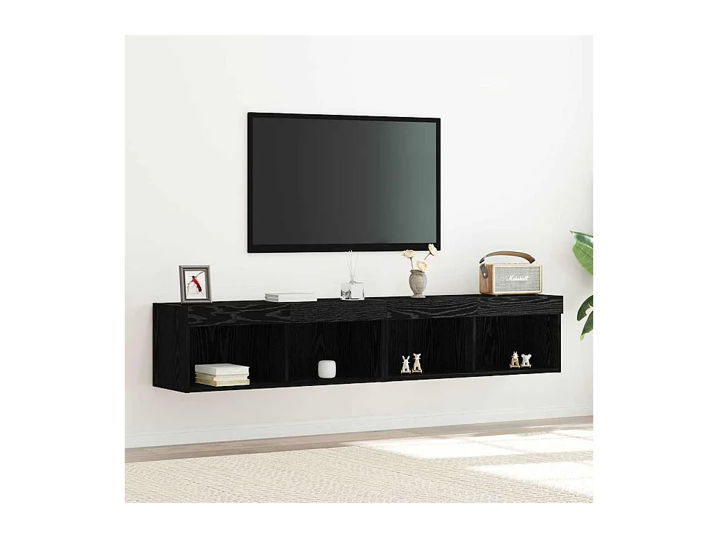 Gabinete para TV 2 peças Carvalho preto 80 x 30 x 30 cm