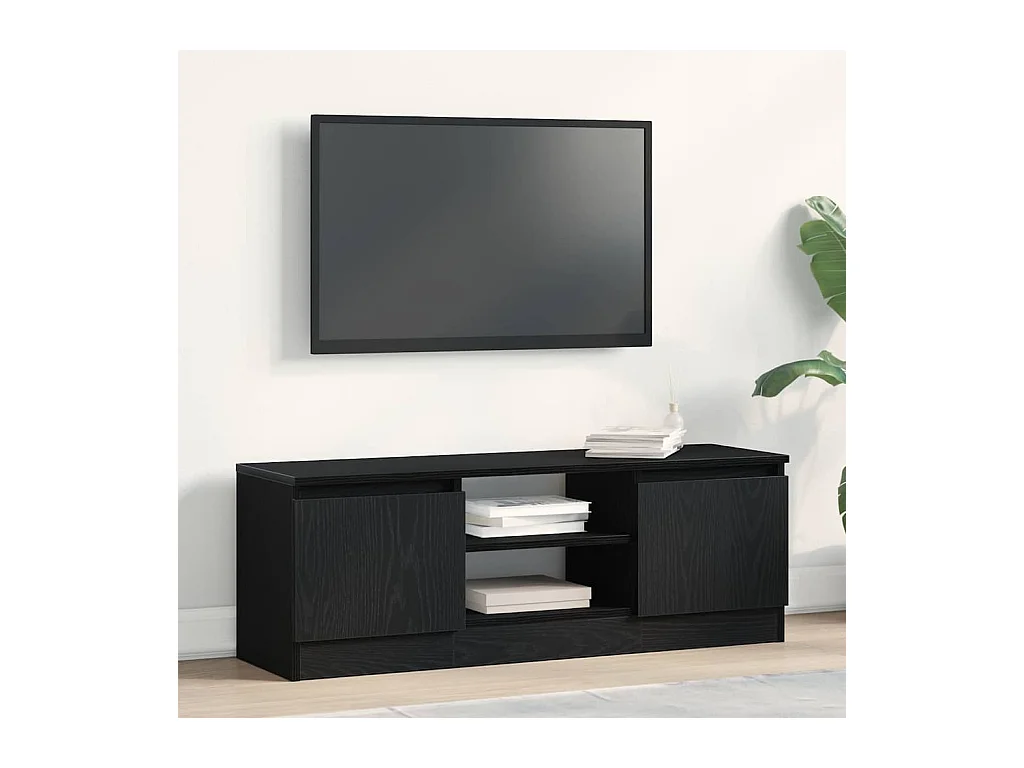 Tv-meubel 102x30x36 cm spaanplaat zwart eikenkleurig