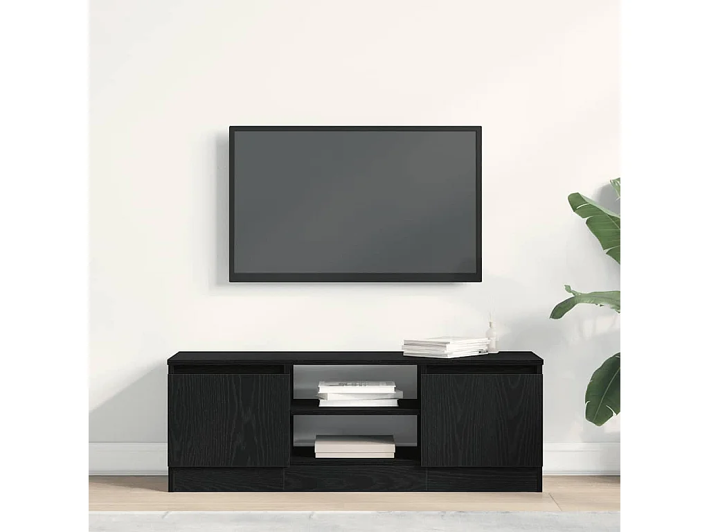 Meuble TV chêne noir 102x30x36 cm bois d'ingénierie