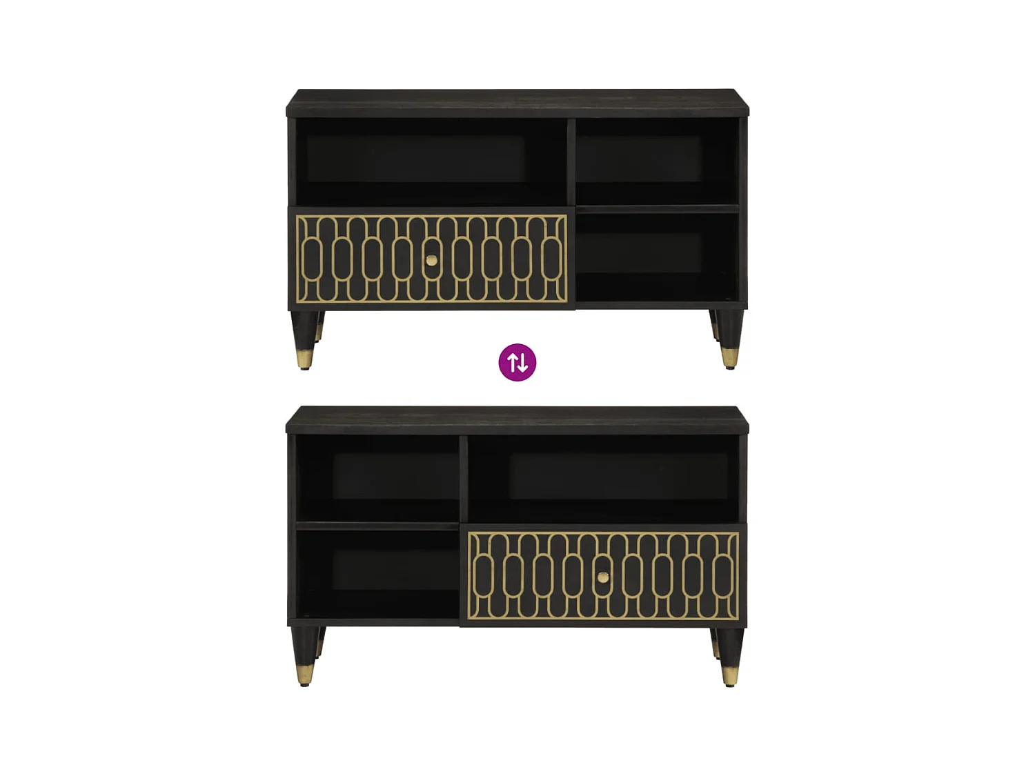 Meuble TV 80x33x46 cm bois massif de manguier