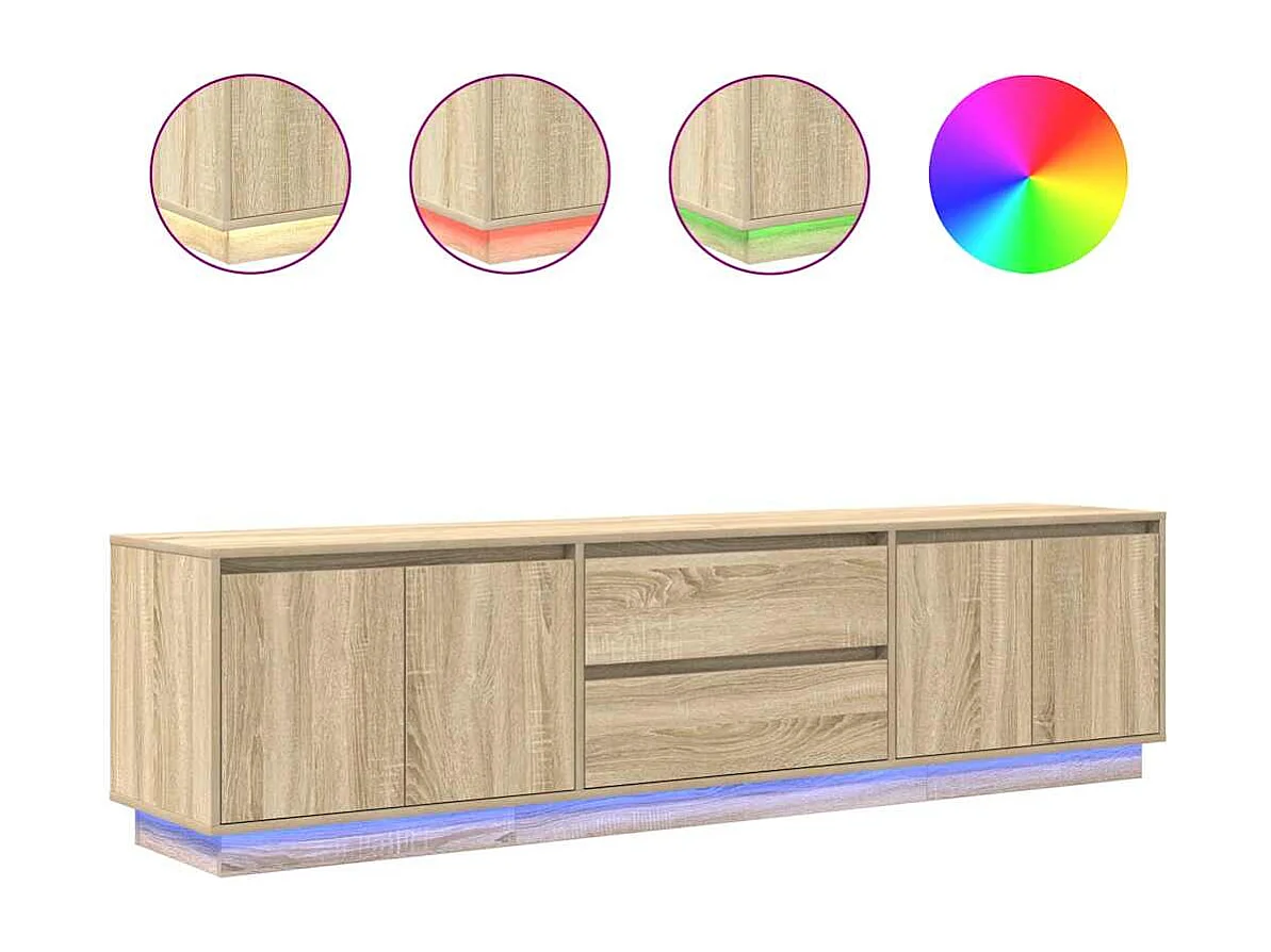 Meuble TV avec lumières LED chêne sonoma 193,5x41x50 cm