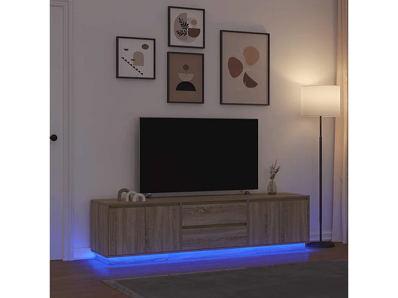 Meuble TV avec lumières LED chêne sonoma 193,5x41x50 cm