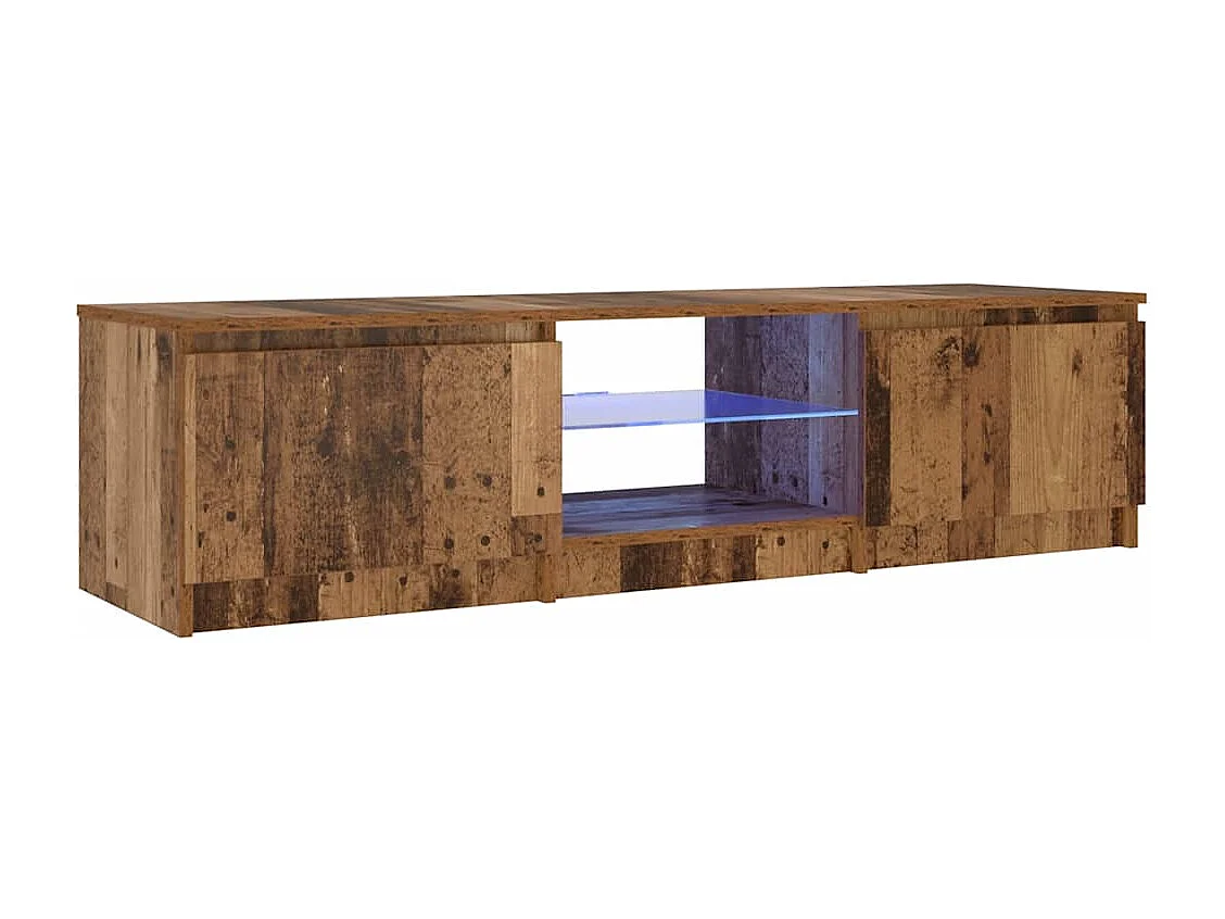 Meuble TV avec lumières LED vieux bois bois d'ingénierie