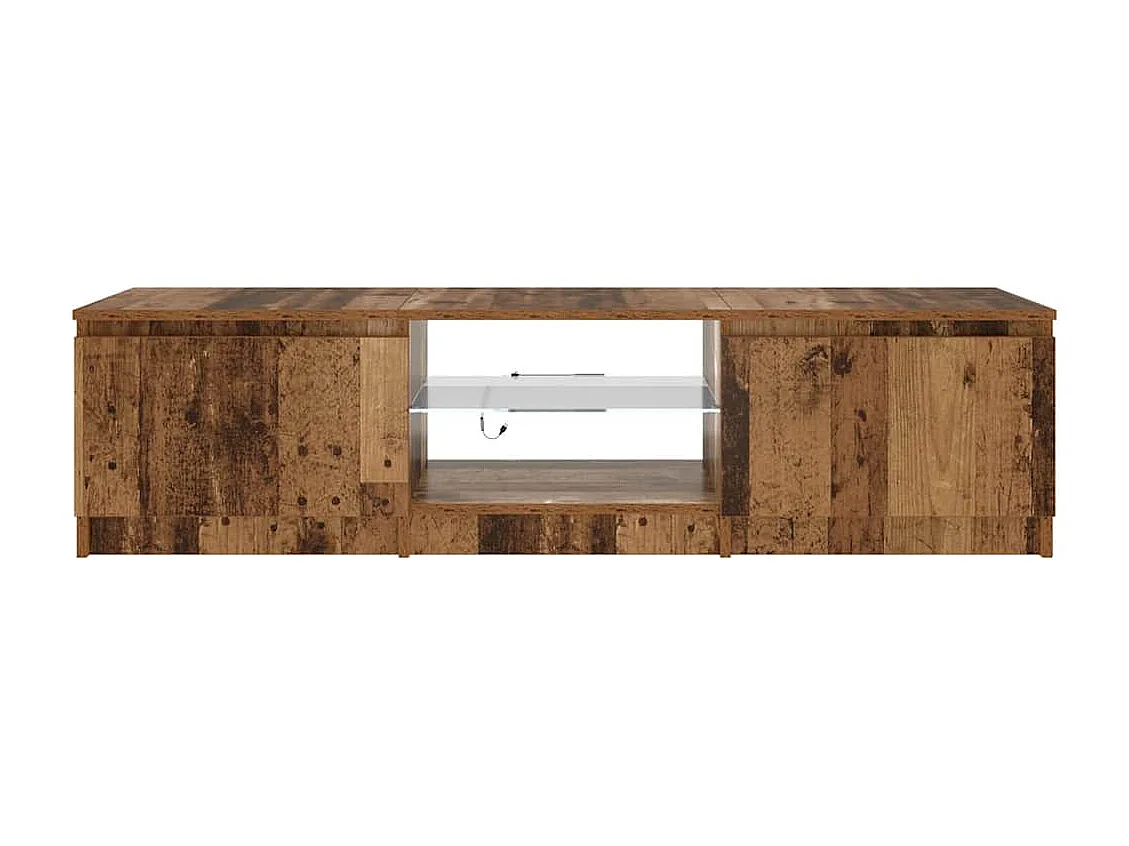 Meuble TV avec lumières LED vieux bois bois d'ingénierie