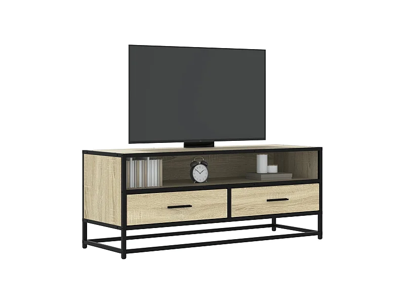 Móvel p/ TV 100x34,5x40 cm deriv. madeira/metal carvalho sonoma