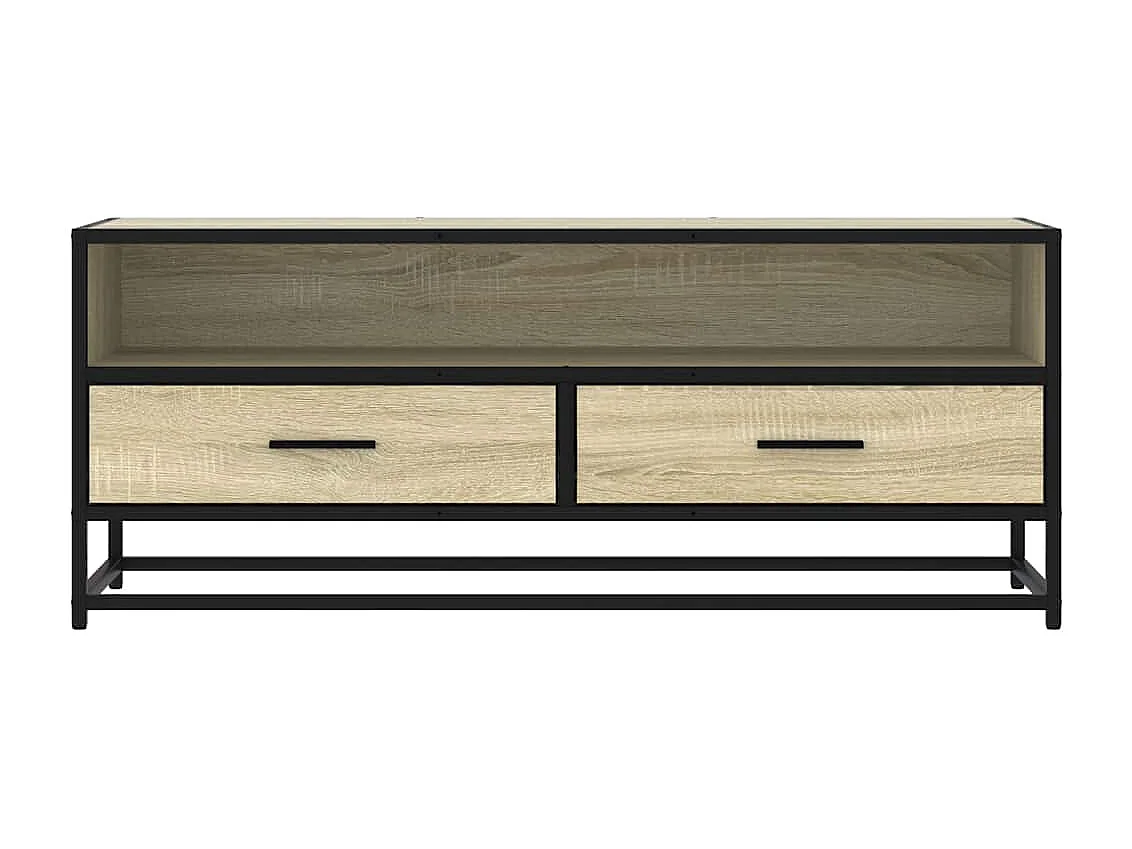 Meuble TV chêne sonoma 100x34,5x40cm bois d'ingénierie et métal