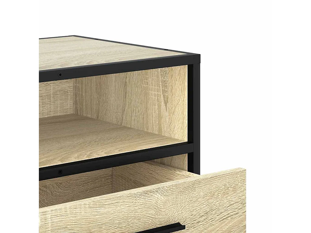 Meuble TV chêne sonoma 100x34,5x40cm bois d'ingénierie et métal