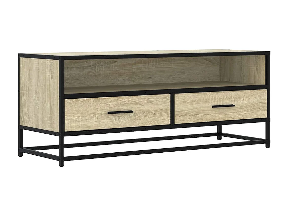 Meuble TV chêne sonoma 100x34,5x40cm bois d'ingénierie et métal