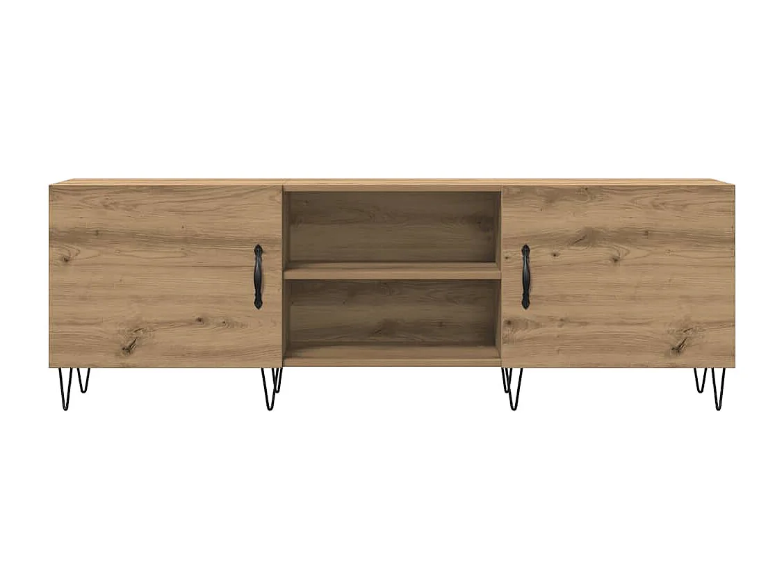 Meuble TV chêne artisanal 150x30x50 cm bois d'ingénierie