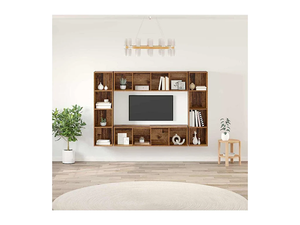 Meuble TV 4 pièces Marron 37 x 37 x 142.5 cm Bois d'ingénierie
