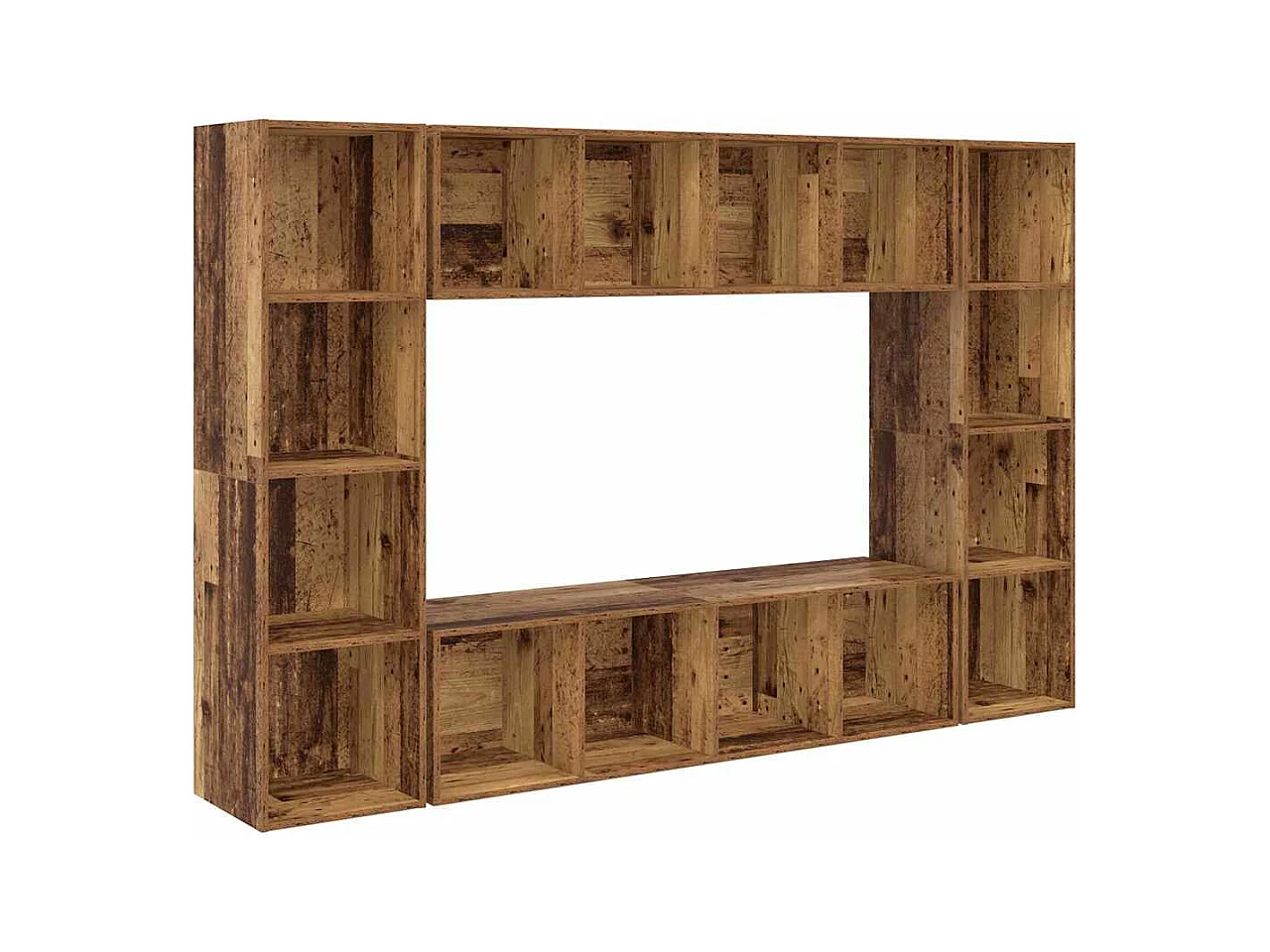 Meuble TV 4 pièces Marron 37 x 37 x 142.5 cm Bois d'ingénierie
