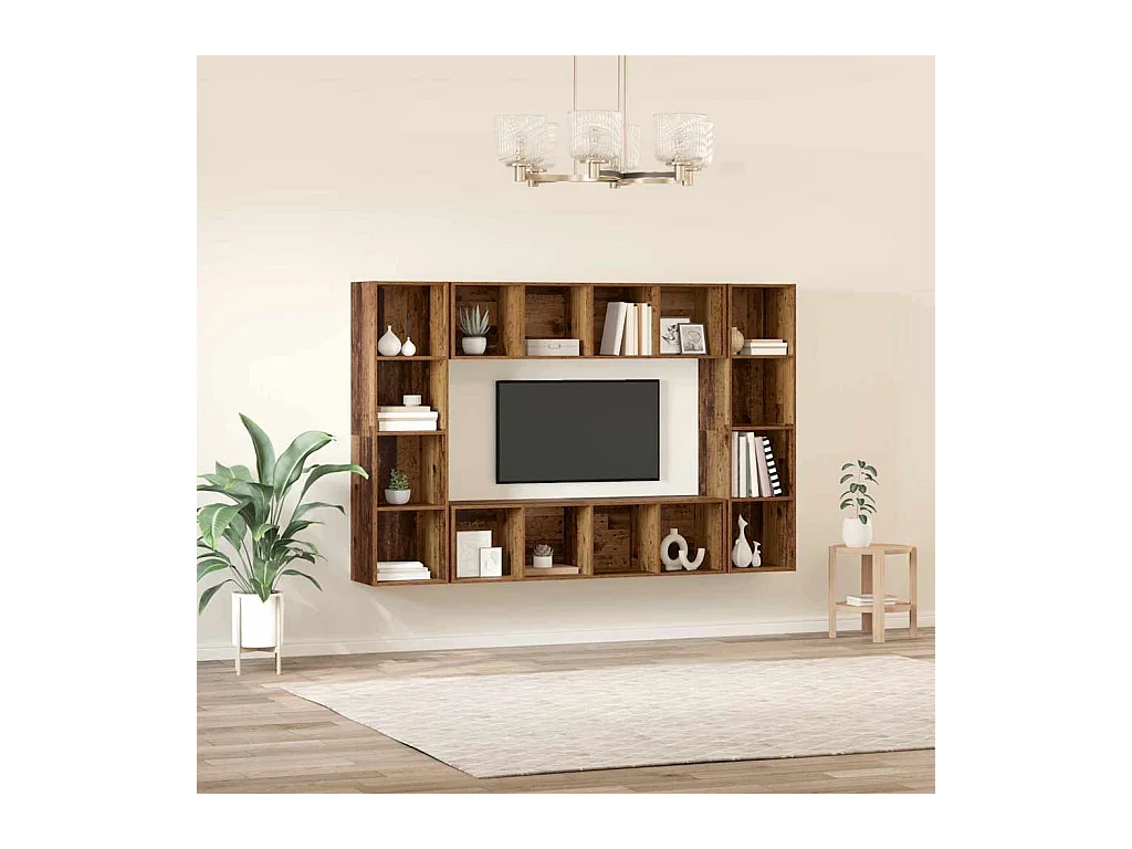 Meuble TV 4 pièces Marron 37 x 37 x 142.5 cm Bois d'ingénierie
