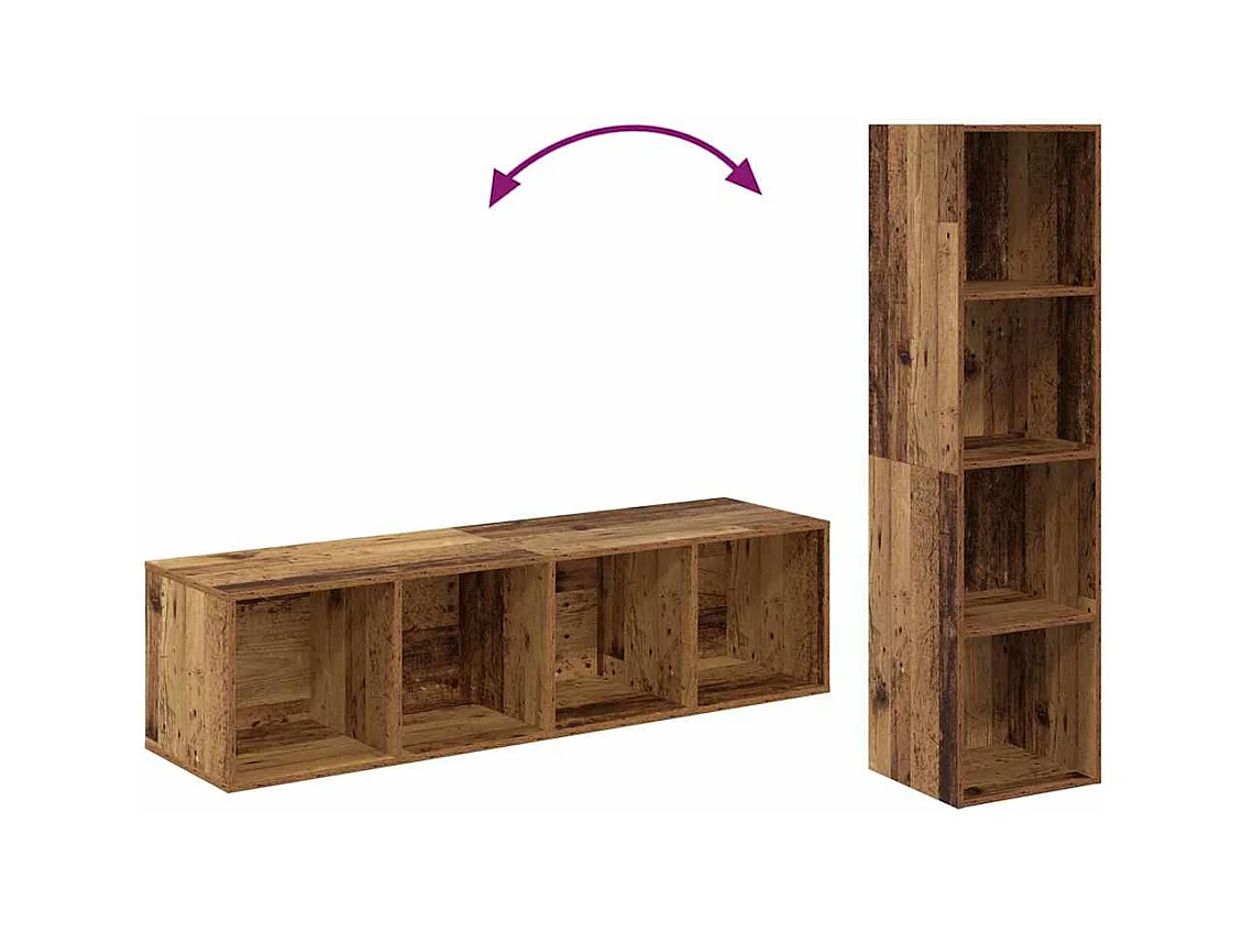 Meuble TV 4 pièces Marron 37 x 37 x 142.5 cm Bois d'ingénierie