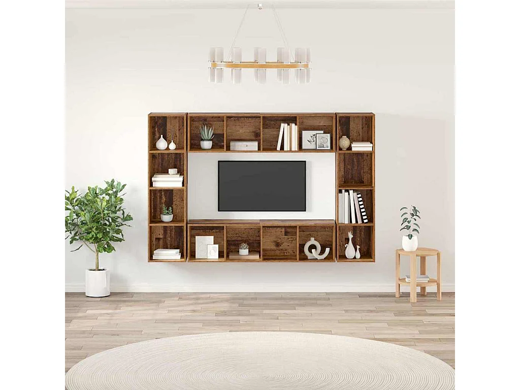 Meuble TV 4 pièces Marron 37 x 37 x 142.5 cm Bois d'ingénierie