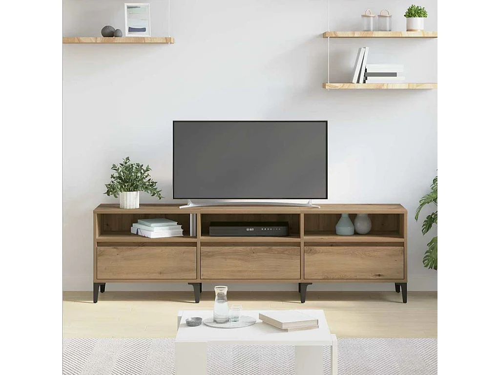 Meuble TV chêne artisanal 150 x 30 x 44.5 cm Bois d'ingénierie
