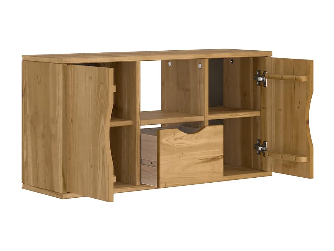 Meuble TV avec tiroir ODDA 79x24x40 cm bois massif pin