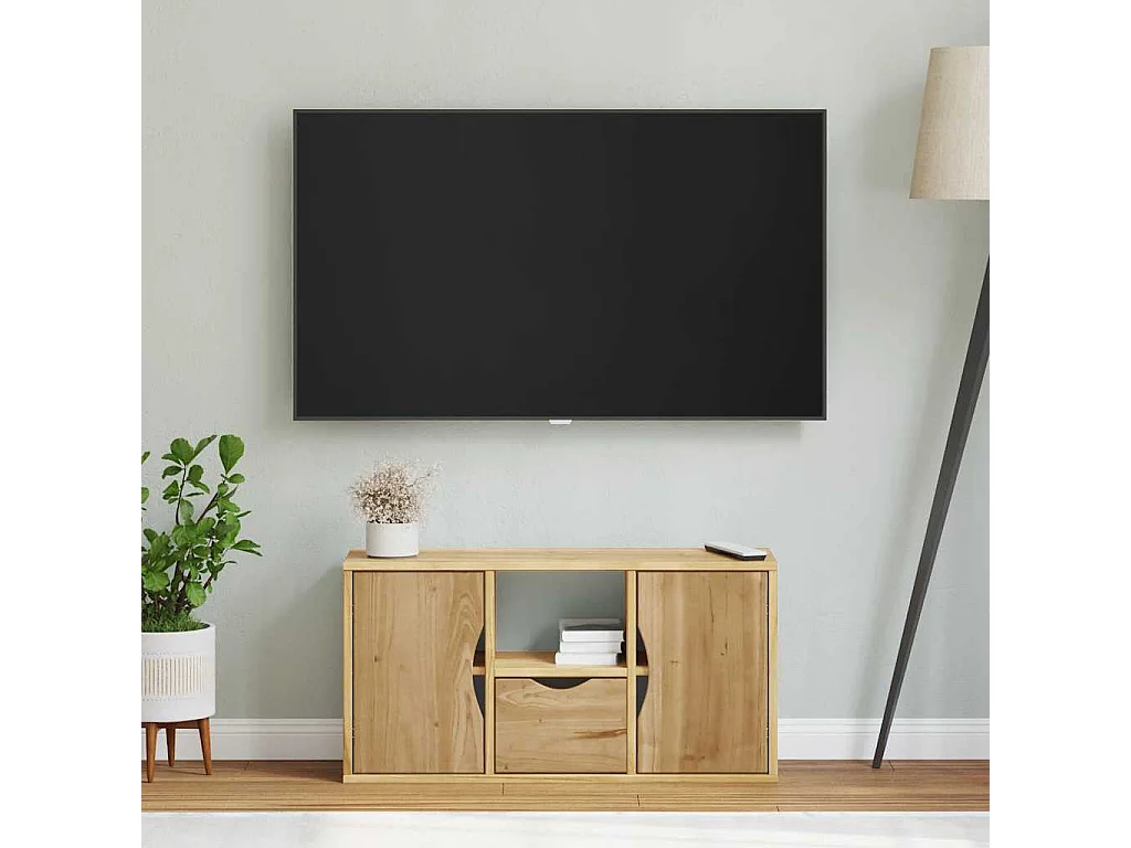 Meuble TV avec tiroir ODDA 79x24x40 cm bois massif pin