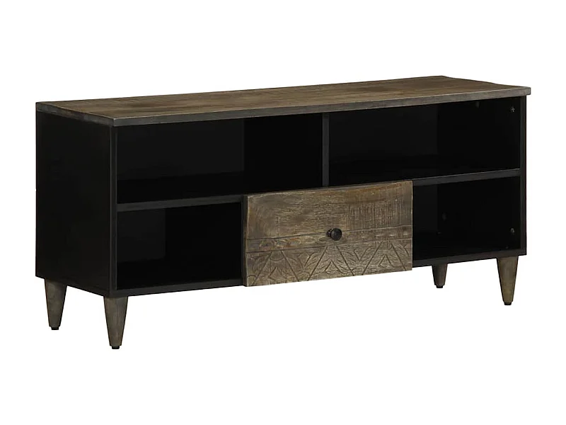 Móvel de TV 100x33x46 cm madeira de mangueira maciça preto
