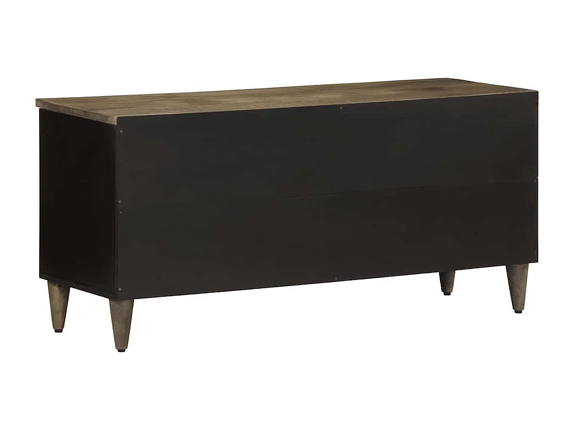 Meuble TV noir 100x33x46 cm bois massif de manguier