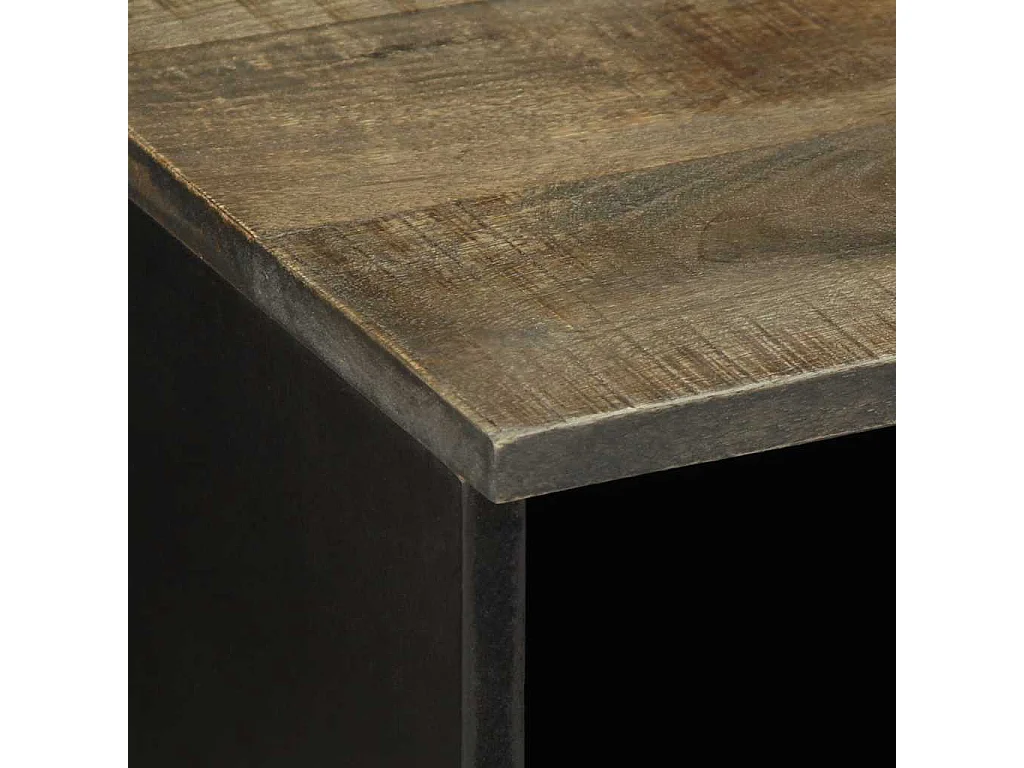 Meuble TV noir 100x33x46 cm bois massif de manguier