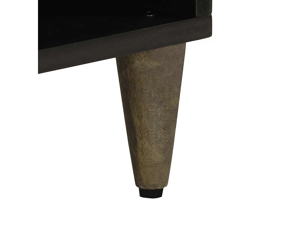 Meuble TV noir 100x33x46 cm bois massif de manguier