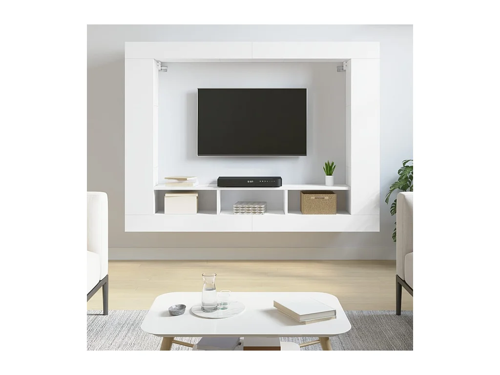 Móvel de TV 152x22x113 cm derivados de madeira branco