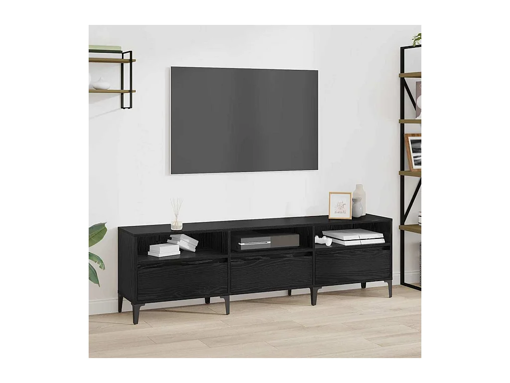 Gabinete para TV Carvalho preto 150 x 30 x 44.5 cm