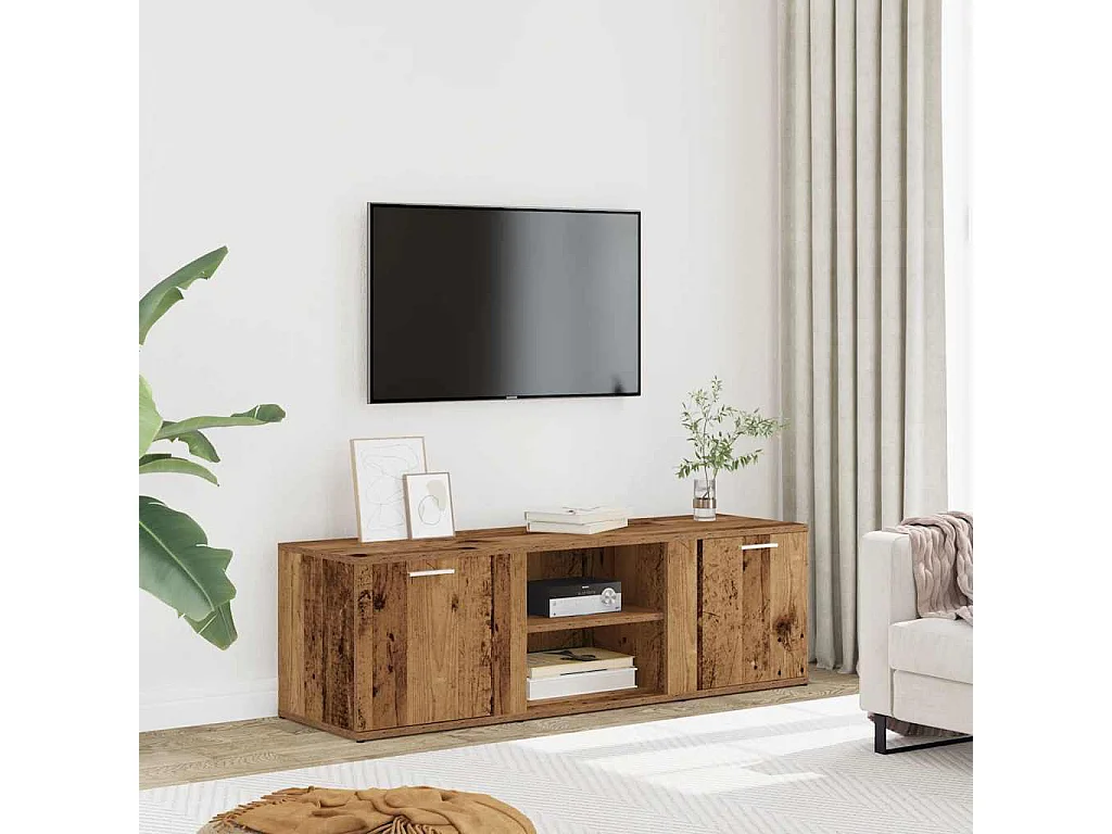 Mueble de TV madera contrachapada envejecida 120x34x37 cm