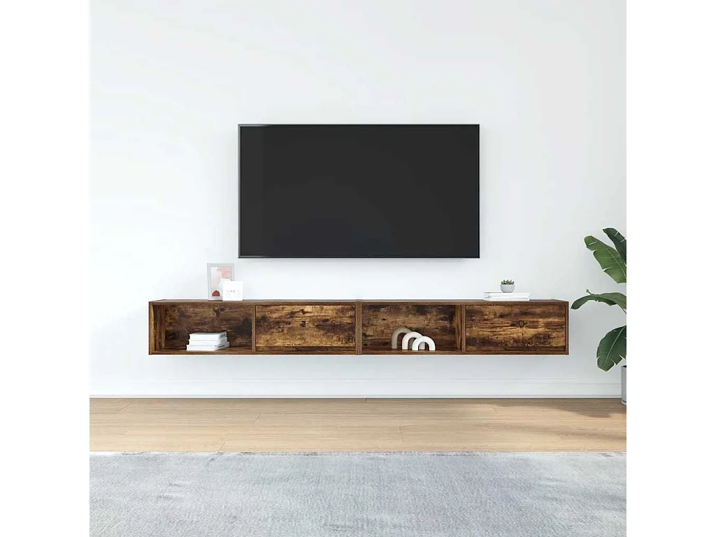 Meubles TV 2 pièces chêne fumé 100x31x25,5 cm bois d'ingénierie
