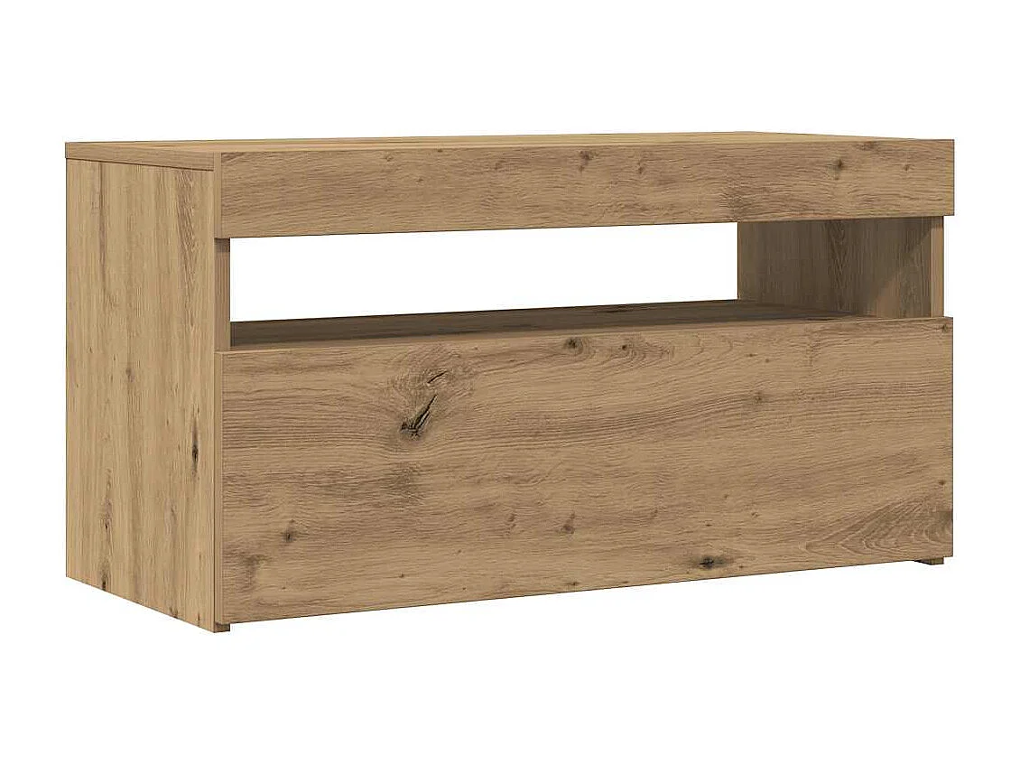 Meuble TV avec lumières LED chêne artisanal bois d'ingénierie