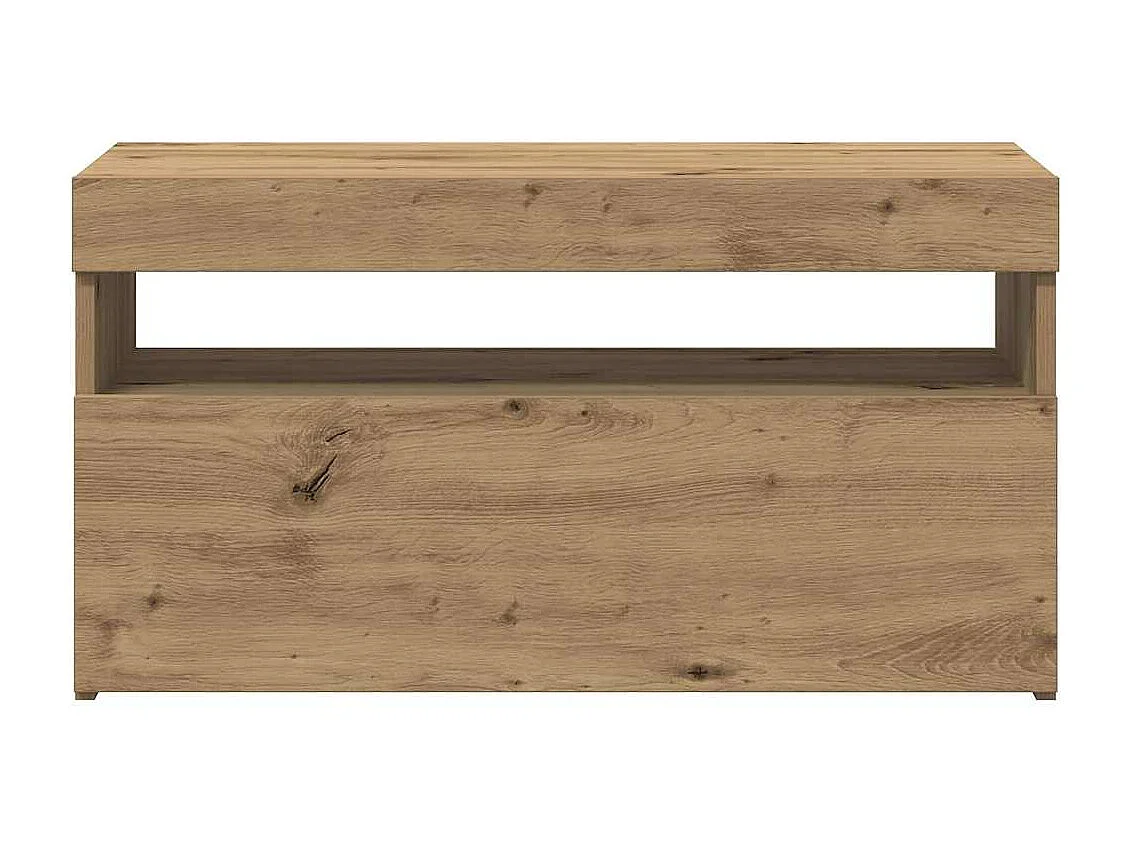 Meuble TV avec lumières LED chêne artisanal bois d'ingénierie