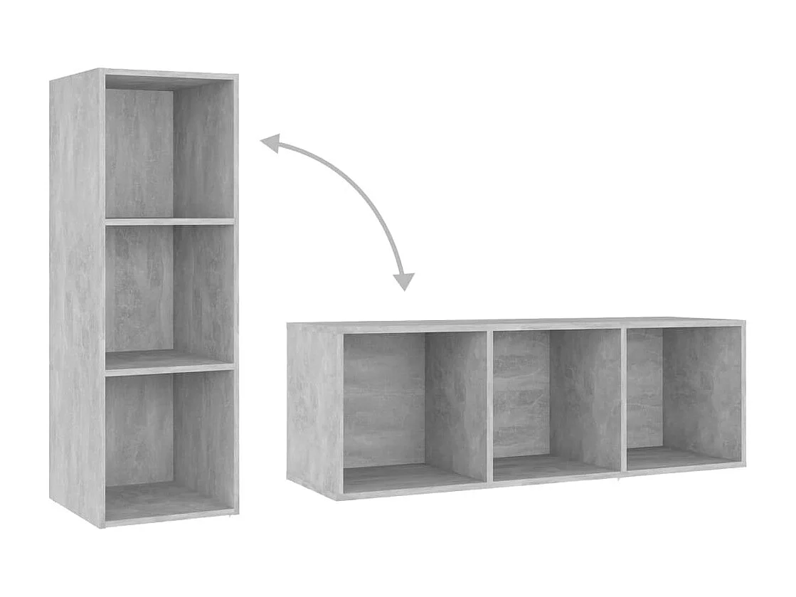 Meubles TV 3 pièces Gris béton 107x35x37 cm Bois d'ingénierie