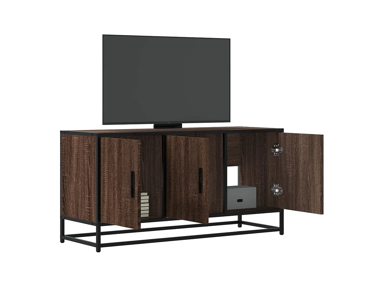 Meuble TV chêne marron 100x35x50 cm bois d'ingénierie et métal