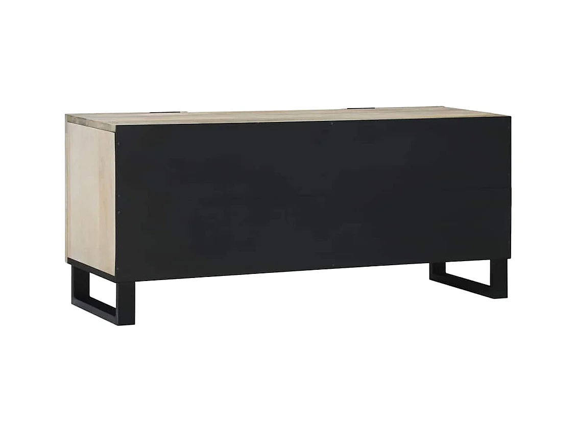 Meuble TV Blanc 105 x 33 x 46 cm bois de manguier massif