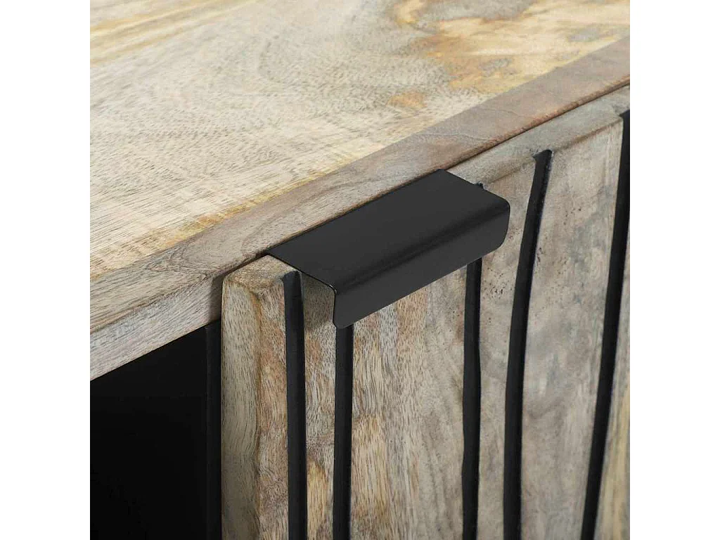 Meuble TV Blanc 105 x 33 x 46 cm bois de manguier massif