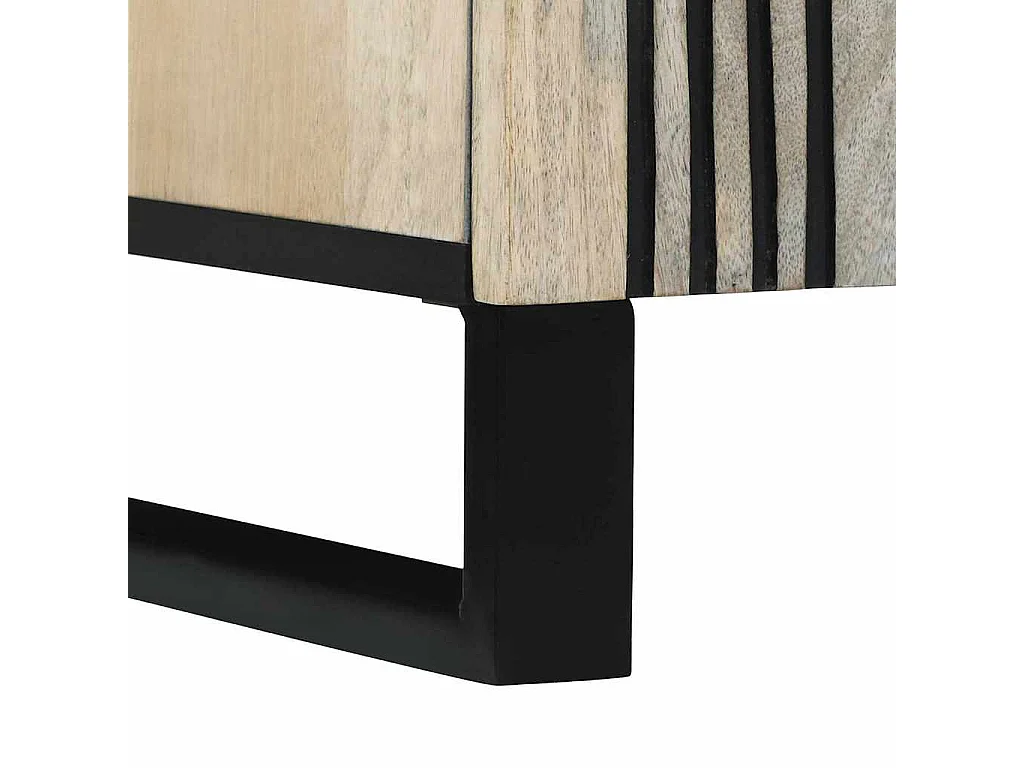 Meuble TV Blanc 105 x 33 x 46 cm bois de manguier massif