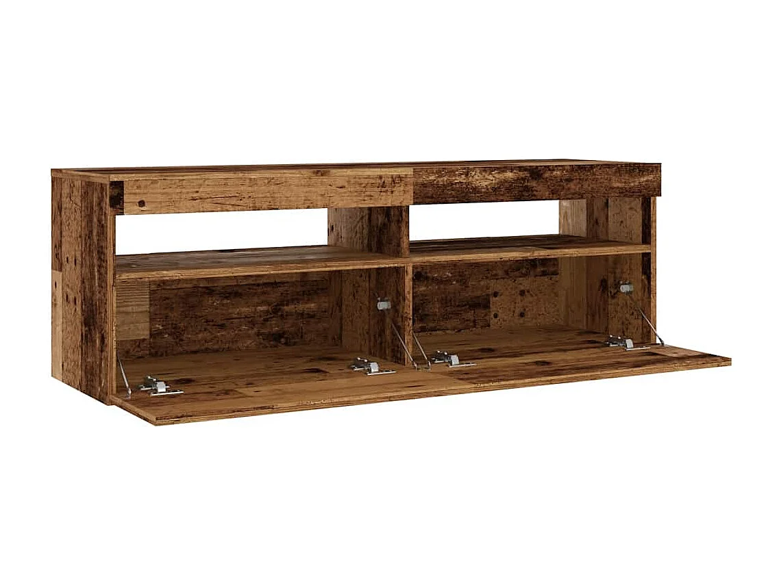Meuble TV avec lumières LED vieux bois bois d'ingénierie